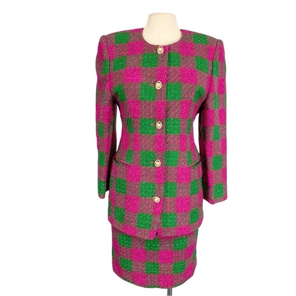 Vintage M. Tessile Castignani Tweed Art Deco 2 Piece Skirt Set Size 40
